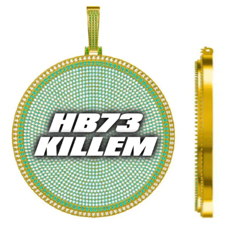 CUSTOM LETTER NECKLACE 3D BIG DISC sold by The GUU Shop