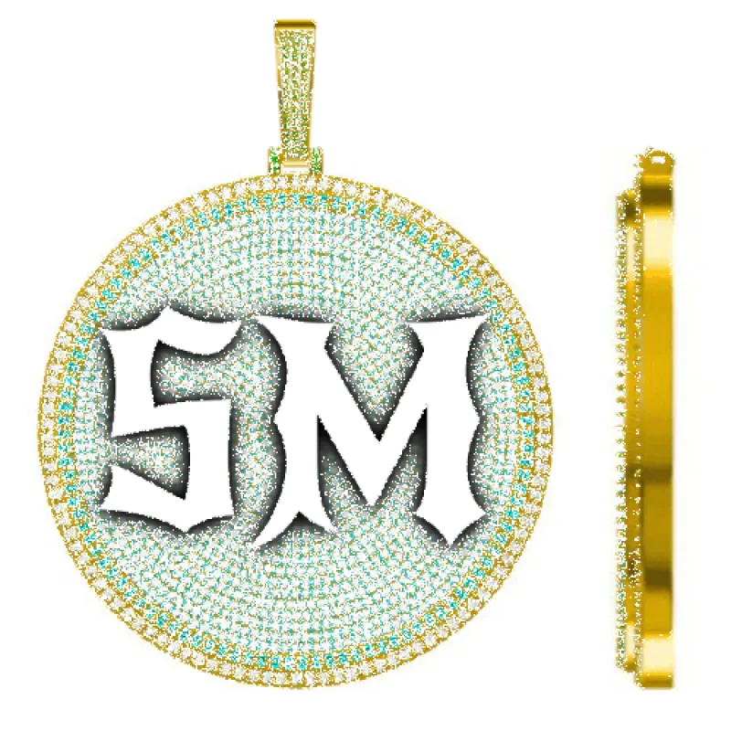 CUSTOM LETTER NECKLACE 3D BIG DISC sold by The GUU Shop