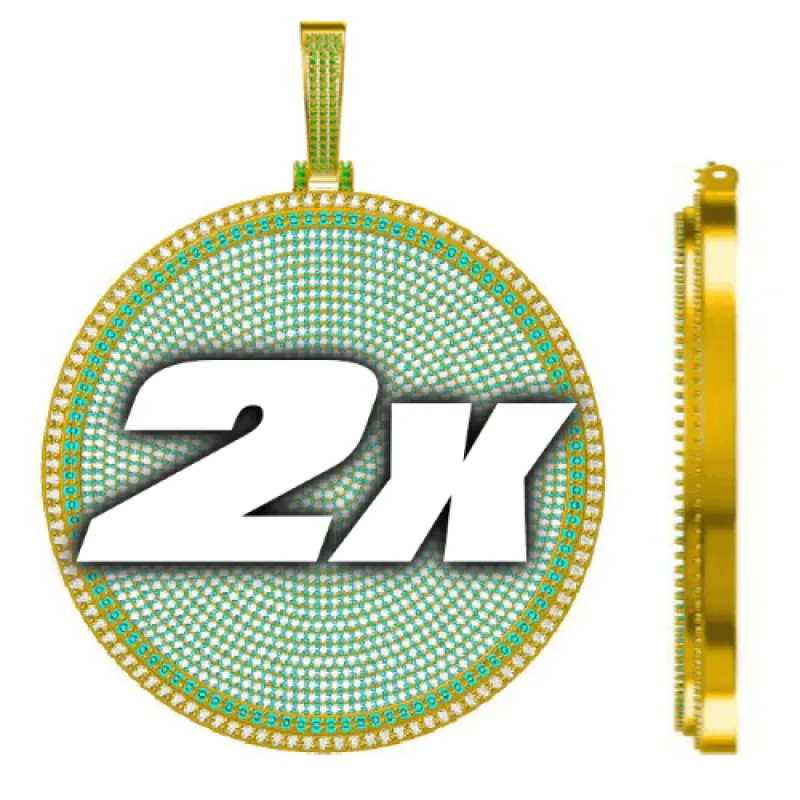 CUSTOM LETTER NECKLACE 3D BIG DISC sold by The GUU Shop