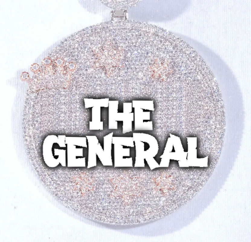 CUSTOM LETTER NECKLACE 3D BIG CROWN DISC sold by The GUU Shop