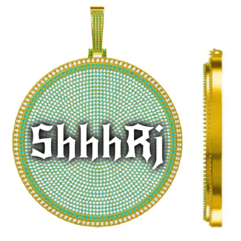 CUSTOM LETTER NECKLACE 3D BIG DISC sold by The GUU Shop