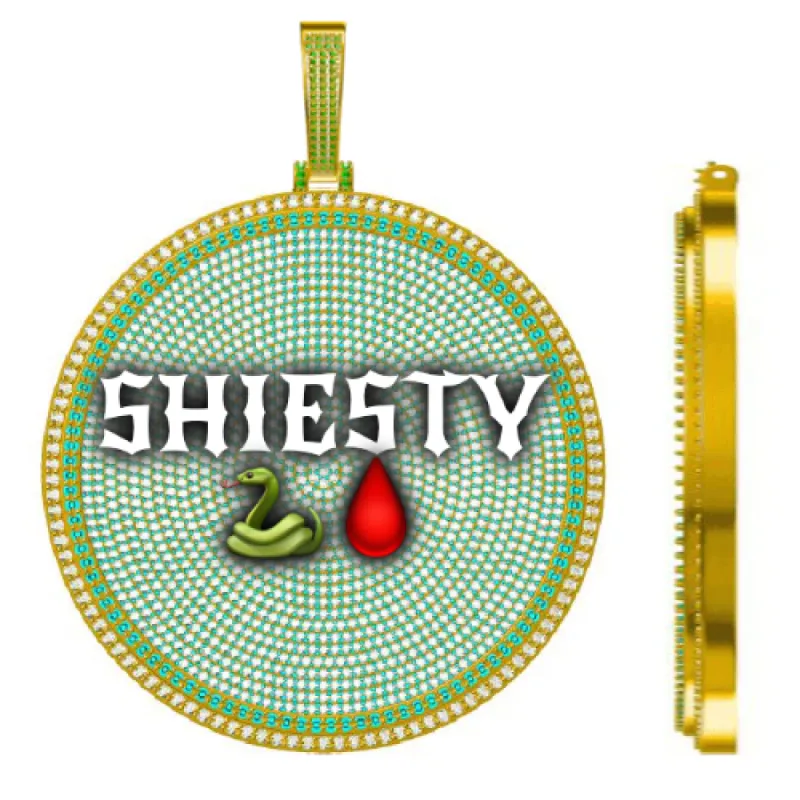 CUSTOM LETTER NECKLACE 3D BIG DISC sold by The GUU Shop