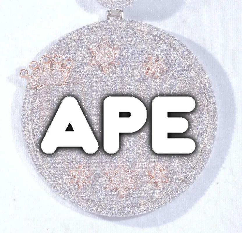 CUSTOM LETTER NECKLACE 3D BIG CROWN DISC sold by The GUU Shop