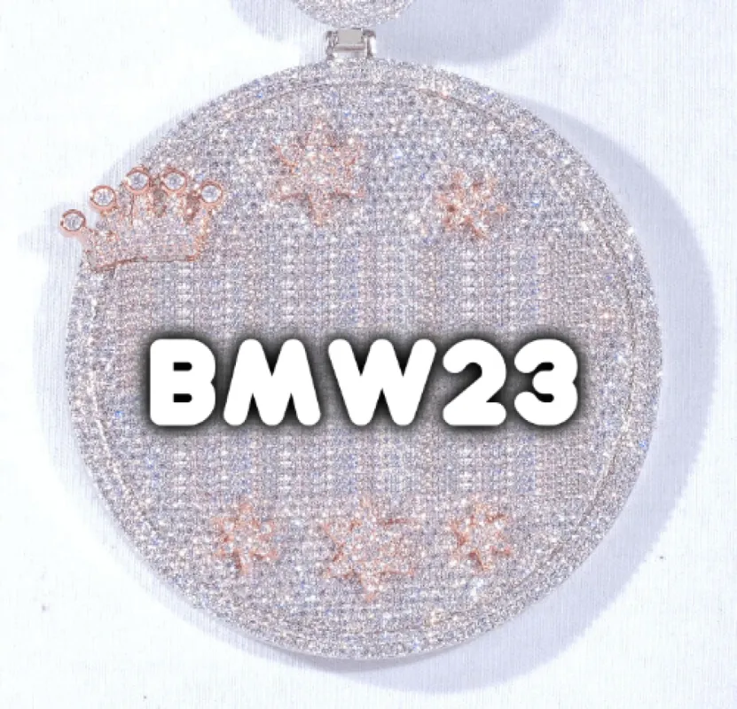 CUSTOM LETTER NECKLACE 3D BIG CROWN DISC sold by The GUU Shop