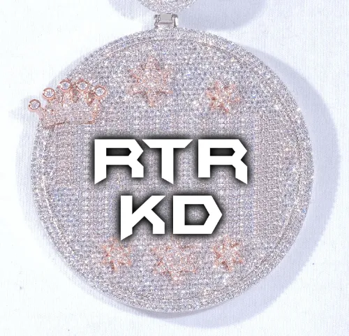 CUSTOM LETTER NECKLACE 3D BIG CROWN DISC sold by The GUU Shop