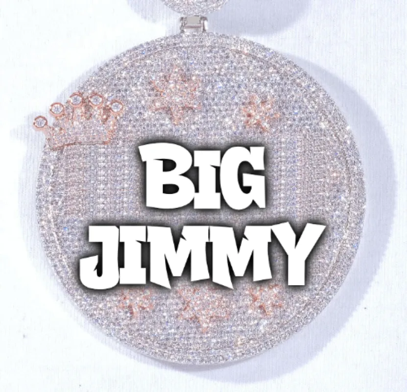 CUSTOM LETTER NECKLACE 3D BIG CROWN DISC sold by The GUU Shop