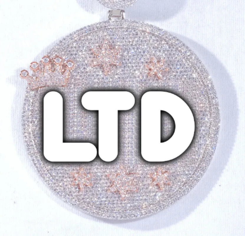 CUSTOM LETTER NECKLACE 3D BIG CROWN DISC sold by The GUU Shop