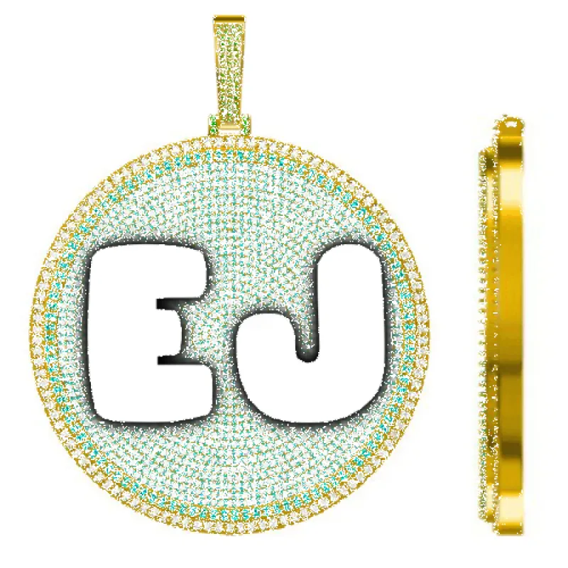 CUSTOM LETTER NECKLACE 3D BIG DISC sold by The GUU Shop