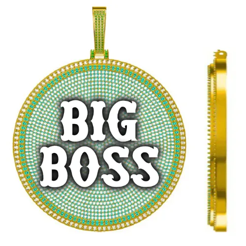 CUSTOM LETTER NECKLACE 3D BIG DISC sold by The GUU Shop