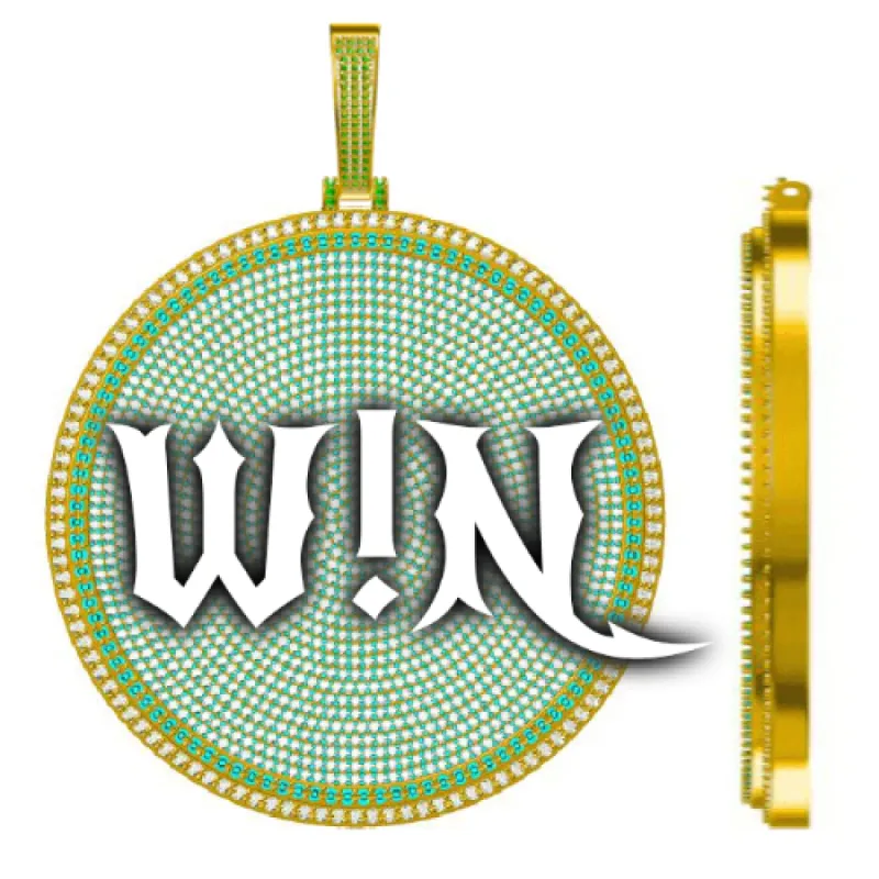 CUSTOM LETTER NECKLACE 3D BIG DISC sold by The GUU Shop