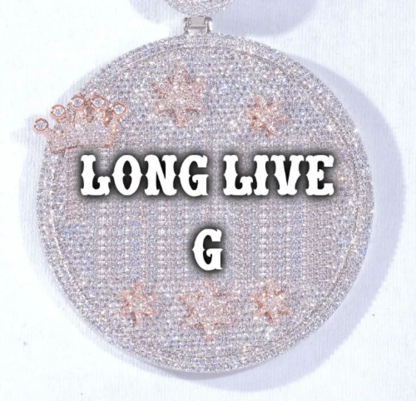 CUSTOM LETTER NECKLACE 3D BIG CROWN DISC sold by The GUU Shop