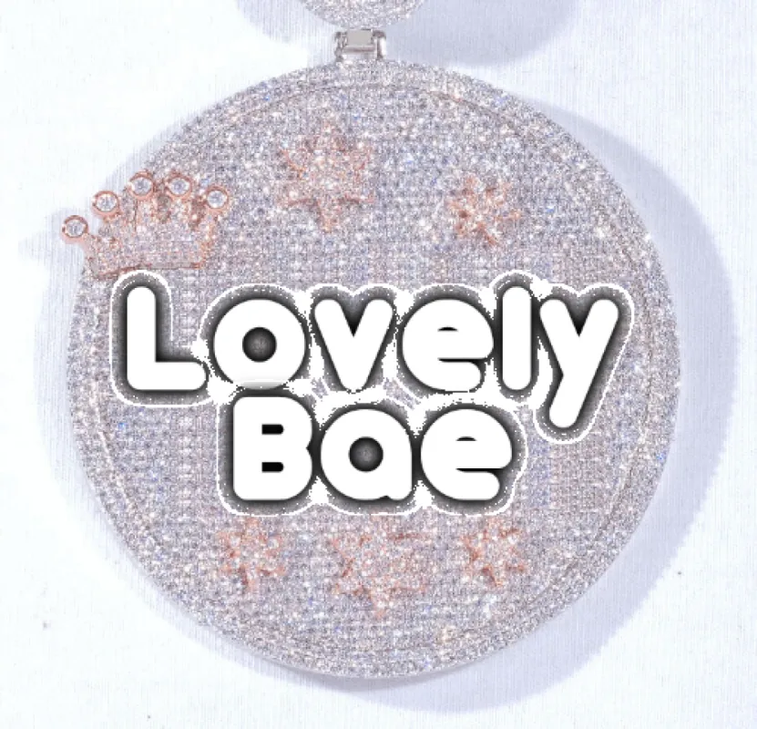 CUSTOM LETTER NECKLACE 3D BIG CROWN DISC sold by The GUU Shop