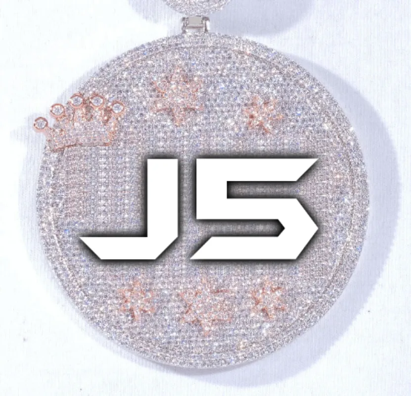 CUSTOM LETTER NECKLACE 3D BIG CROWN DISC sold by The GUU Shop