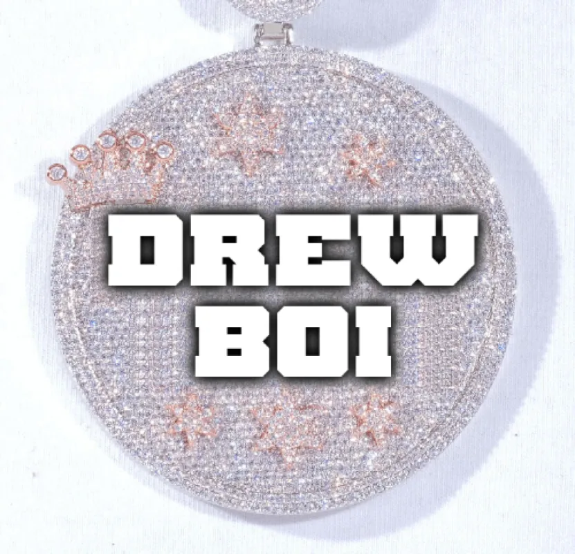 CUSTOM LETTER NECKLACE 3D BIG CROWN DISC sold by The GUU Shop