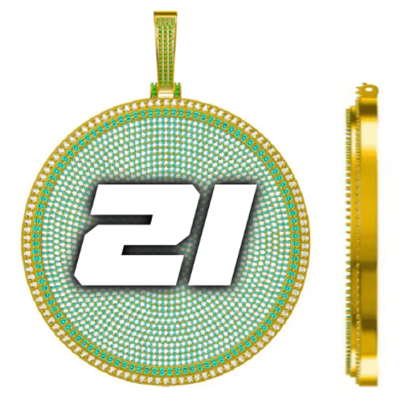 CUSTOM LETTER NECKLACE 3D BIG DISC sold by The GUU Shop