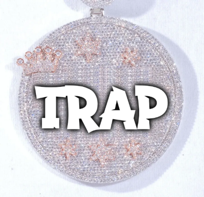 CUSTOM LETTER NECKLACE 3D BIG CROWN DISC sold by The GUU Shop