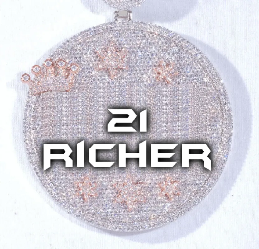 CUSTOM LETTER NECKLACE 3D BIG CROWN DISC sold by The GUU Shop