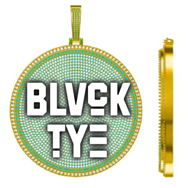 CUSTOM LETTER NECKLACE 3D BIG DISC sold by The GUU Shop