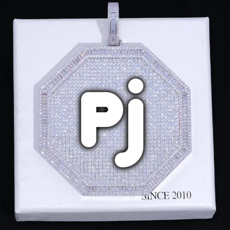 CUSTOM LETTER NECKLACE 3D BIG OCTAGON made by The GUU Shop