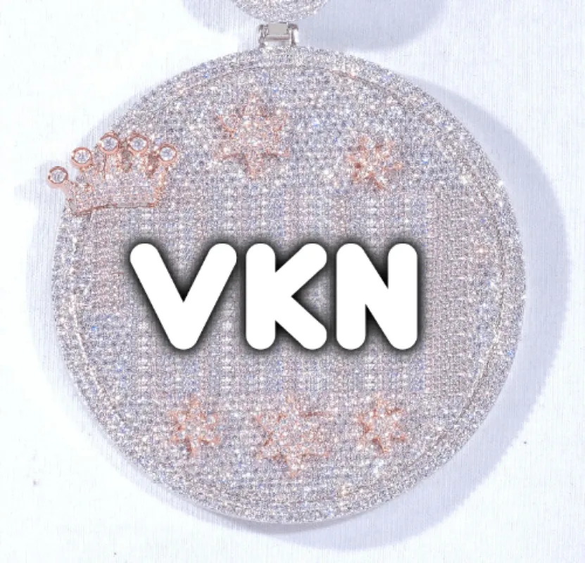 CUSTOM LETTER NECKLACE 3D BIG CROWN DISC sold by The GUU Shop