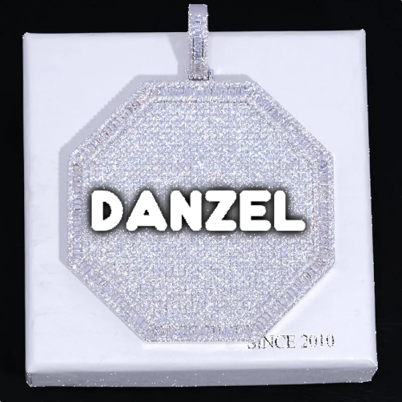 CUSTOM LETTER NECKLACE 3D BIG OCTAGON sold by The GUU Shop