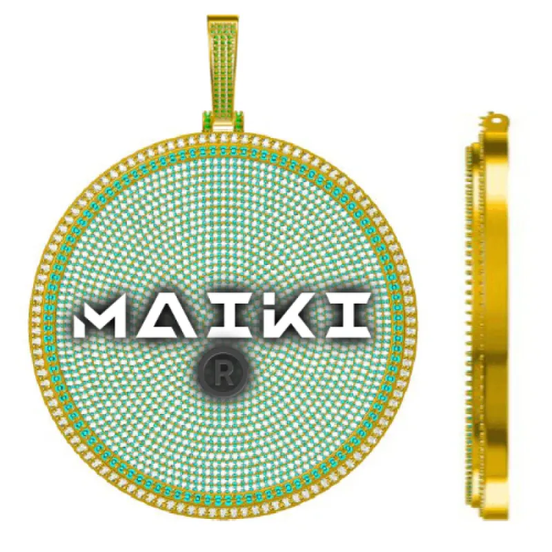 CUSTOM LETTER NECKLACE 3D BIG DISC sold by The GUU Shop