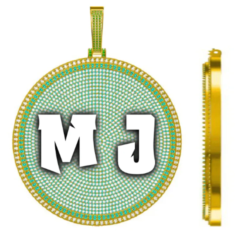 CUSTOM LETTER NECKLACE 3D BIG DISC sold by The GUU Shop