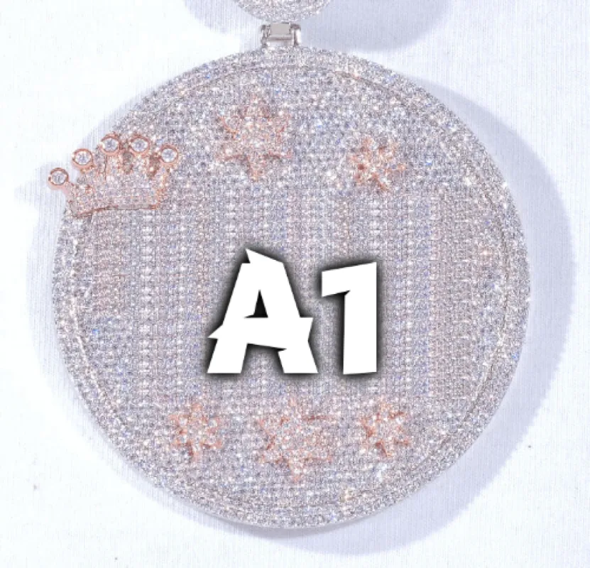 CUSTOM LETTER NECKLACE 3D BIG CROWN DISC sold by The GUU Shop