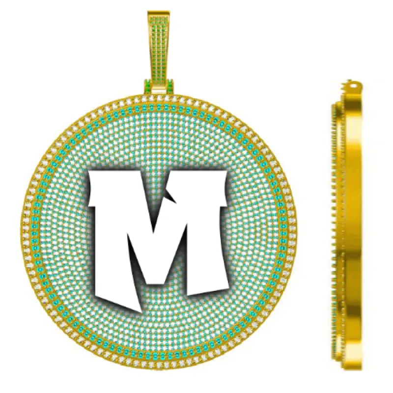 CUSTOM LETTER NECKLACE 3D BIG DISC sold by The GUU Shop