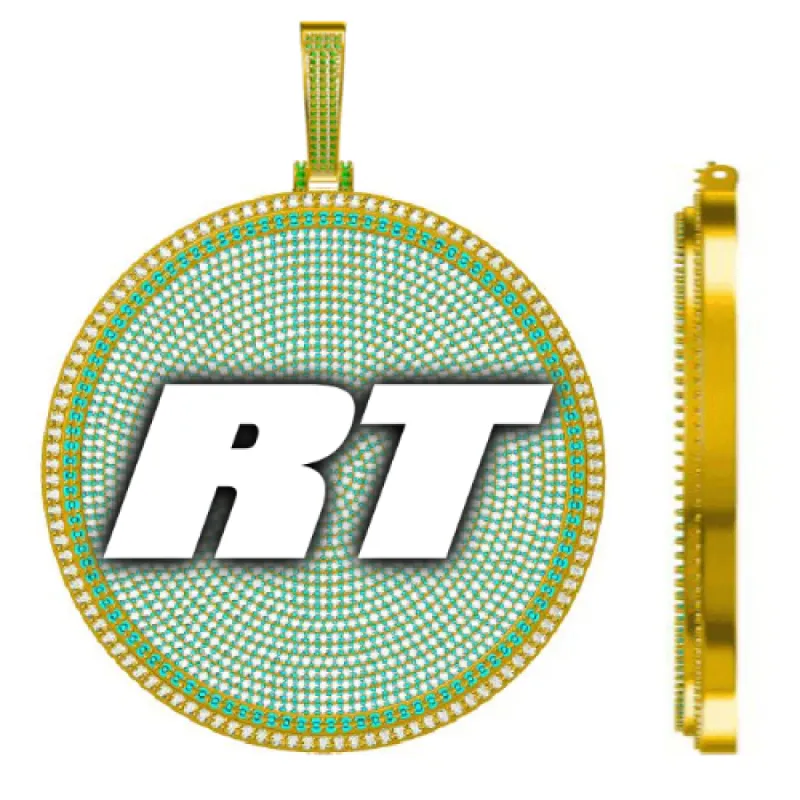 CUSTOM LETTER NECKLACE 3D BIG DISC sold by The GUU Shop