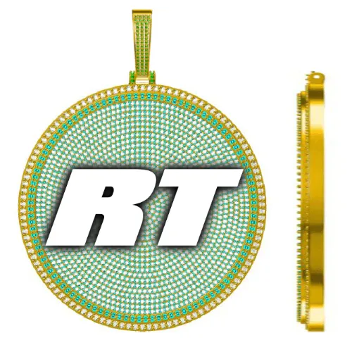 CUSTOM LETTER NECKLACE 3D BIG DISC sold by The GUU Shop