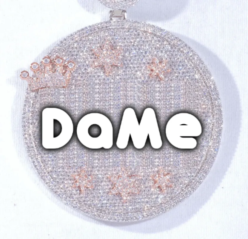 CUSTOM LETTER NECKLACE 3D BIG CROWN DISC sold by The GUU Shop