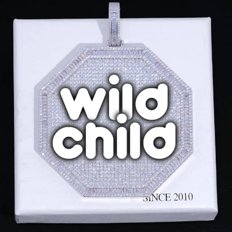 CUSTOM LETTER NECKLACE 3D BIG OCTAGON sold by The GUU Shop