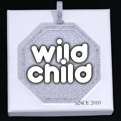 CUSTOM LETTER NECKLACE 3D BIG OCTAGON sold by The GUU Shop