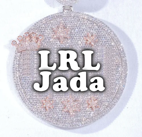 CUSTOM LETTER NECKLACE 3D BIG CROWN DISC sold by The GUU Shop