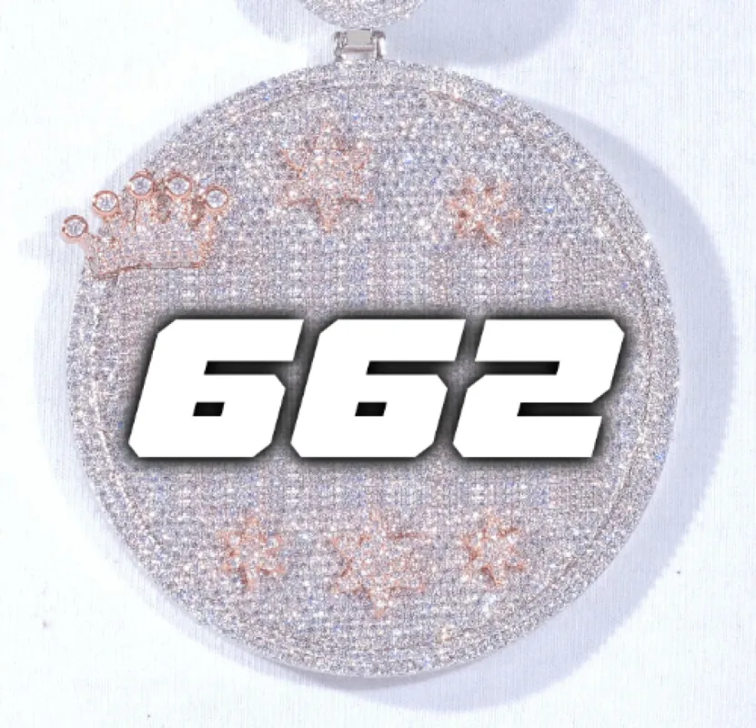 CUSTOM LETTER NECKLACE 3D BIG CROWN DISC sold by The GUU Shop