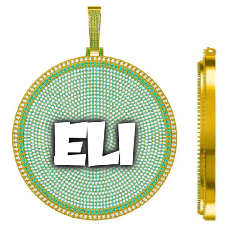 CUSTOM LETTER NECKLACE 3D BIG DISC sold by The GUU Shop