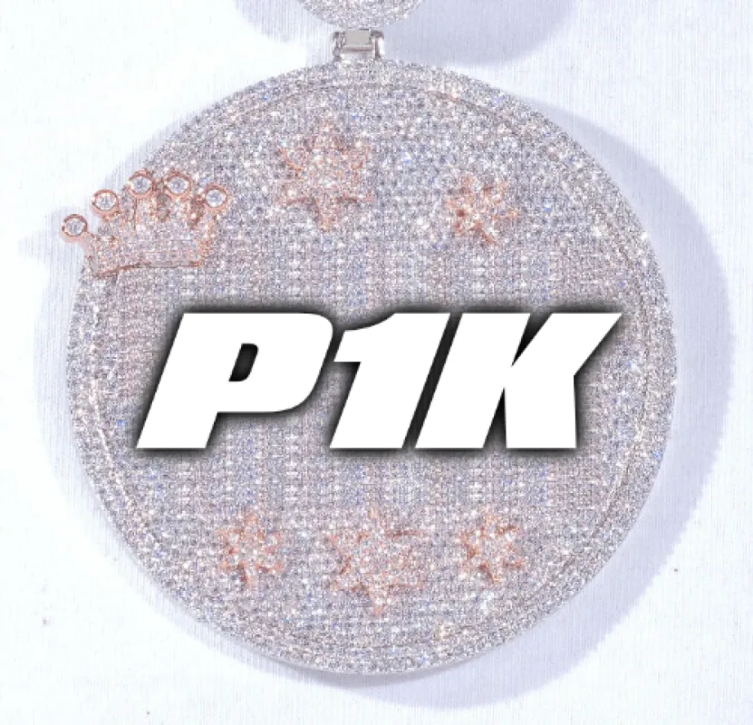 CUSTOM LETTER NECKLACE 3D BIG CROWN DISC sold by The GUU Shop