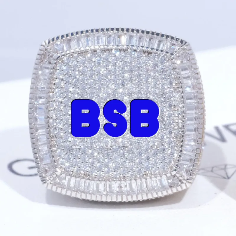 CUSTOM LETTER 3D ICED RING sold by The GUU Shop