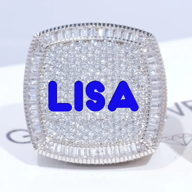 CUSTOM LETTER 3D ICED RING sold by The GUU Shop