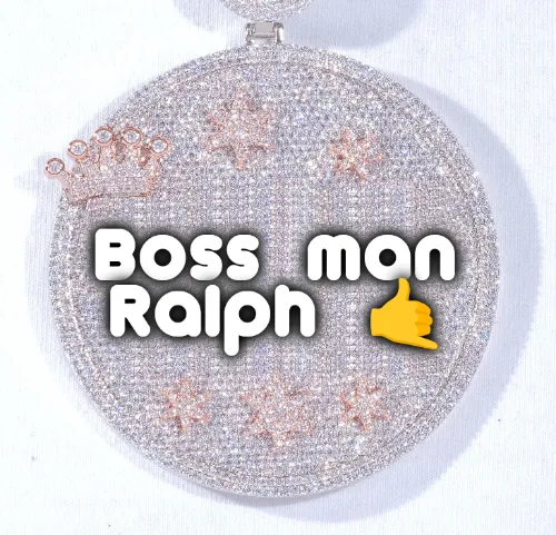 CUSTOM LETTER NECKLACE 3D BIG CROWN DISC sold by The GUU Shop