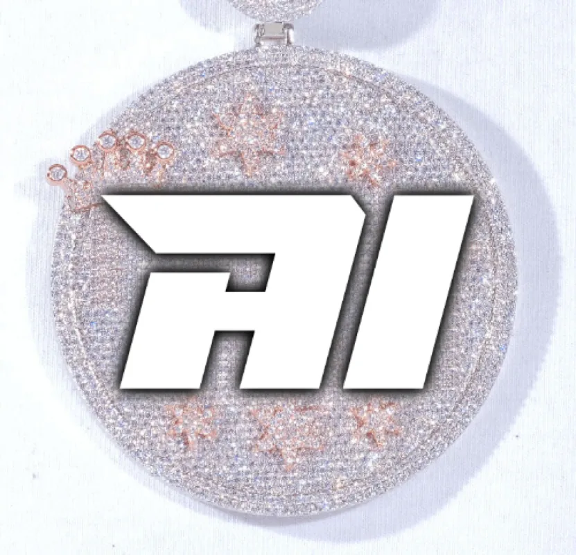 CUSTOM LETTER NECKLACE 3D BIG CROWN DISC sold by The GUU Shop