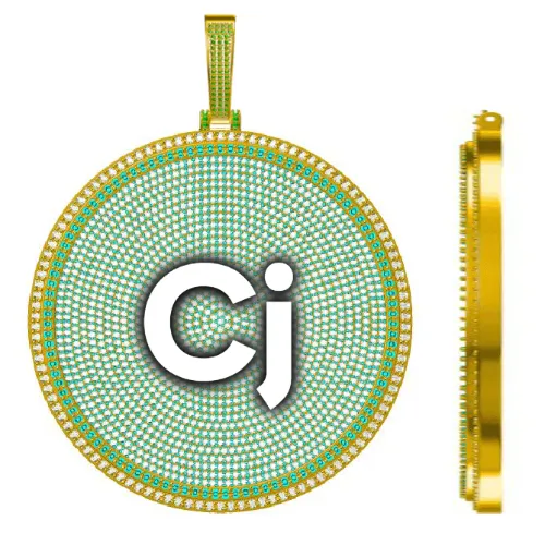 CUSTOM LETTER NECKLACE 3D BIG DISC sold by The GUU Shop