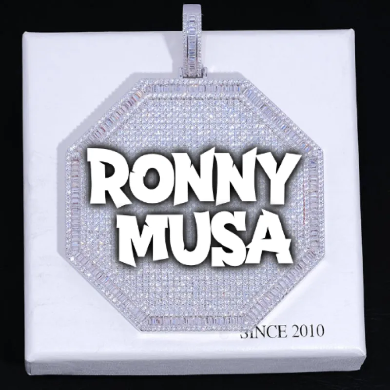 CUSTOM LETTER NECKLACE 3D BIG OCTAGON sold by The GUU Shop