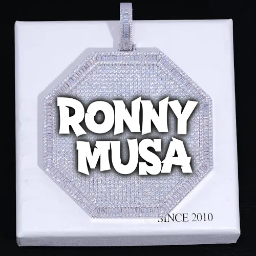 CUSTOM LETTER NECKLACE 3D BIG OCTAGON sold by The GUU Shop