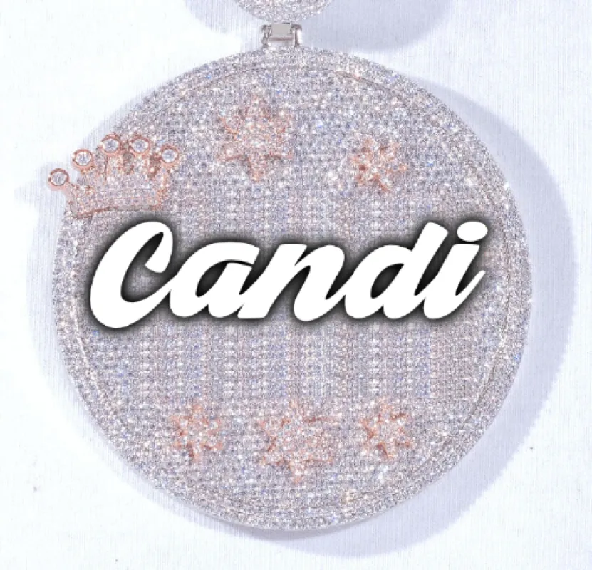 CUSTOM LETTER NECKLACE 3D BIG CROWN DISC sold by The GUU Shop