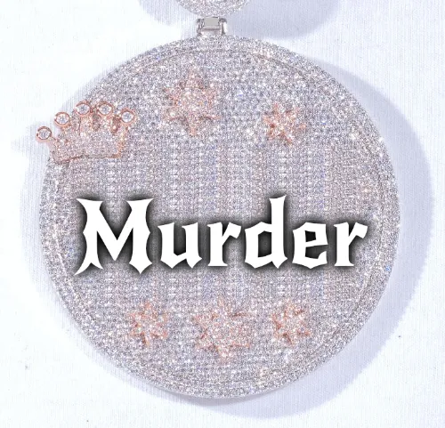 CUSTOM LETTER NECKLACE 3D BIG CROWN DISC sold by The GUU Shop