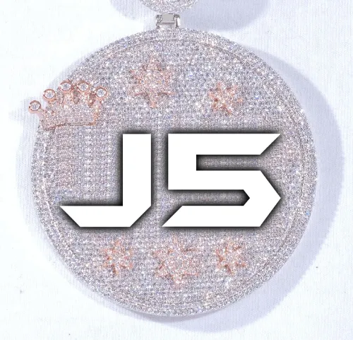 CUSTOM LETTER NECKLACE 3D BIG CROWN DISC sold by The GUU Shop