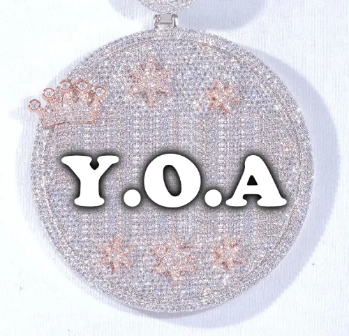 CUSTOM LETTER NECKLACE 3D BIG CROWN DISC sold by The GUU Shop