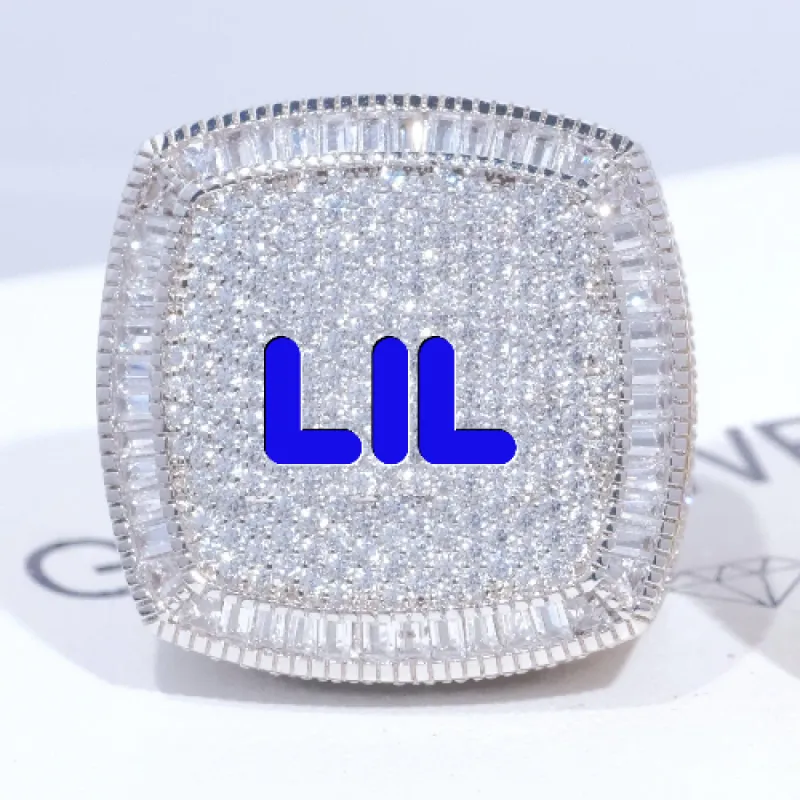 CUSTOM LETTER 3D ICED RING sold by The GUU Shop